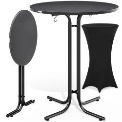 Stehtisch Grau 110x70cm + Husse Schwarz Ø70cm