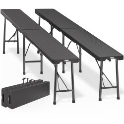 Bierbank 2er-Set Weiß Kunststoff 180cm