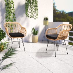 Polyrattan Korbsessel Bali 2er-Set Natur