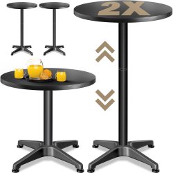 Stehtisch 2er-Set Ø60cm höhenverstellbar 70/115cm Alu Schwarz