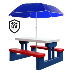 Kindersitzgruppe Blau mit Sonnenschirm