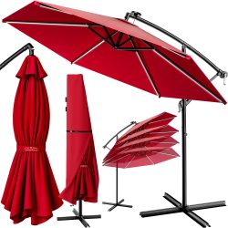 LED Solar Ampelschirm Mali Rot Ø350cm UV-Schutz 80+ Hülle