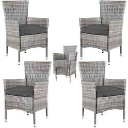 Polyrattan Gartenstuhl 4er-Set Grau/Anthrazit stapelbar