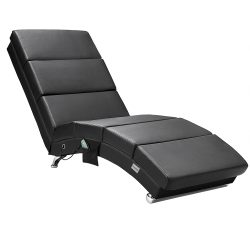 Relaxliege London Schwarz mit Massage- & Heizfunktion