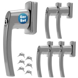 Fenstergriff 6er-Set Silber abschließbar