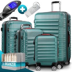 Hartschalenkoffer Set 4-tlg mit Zubehör Rollen 360º Grün ABS