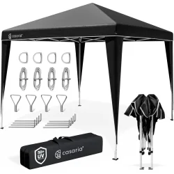 Faltpavillon 3x3m Pop-Up Schwarz Schnellaufbau UV-Schutz 50+ wasserdicht stabil