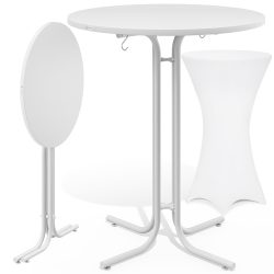 Stehtisch Weiß 110x70cm + Stehtischhusse Weiß Ø70cm