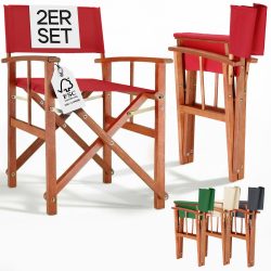 Regiestuhl Rot 2er-Set Eukalyptusholz FSC®-zertifiziert Klappbar