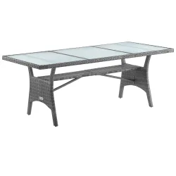 Polyrattan Gartentisch Takeo Grau 190x90x74cm Glas