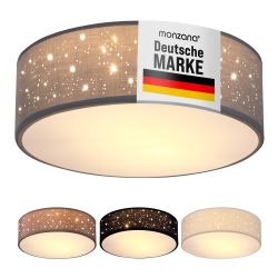 Deckenlampe Grau Stoff Ø30cm Sternenhimmel