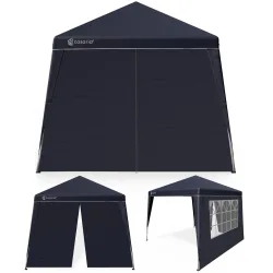 Casaria®, Faltpavillon Capri Anthrazit 3x3m inkl 2 Seitenwänden UV-Schutz 50+