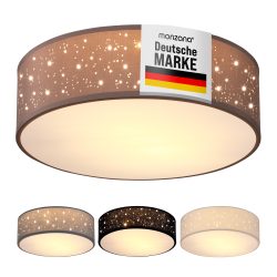 Deckenlampe Taupe Stoff Ø30cm Sternenhimmel