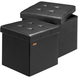 Sitzhocker 2er-Set Schwarz Kunstleder 38x38x38cm faltbar