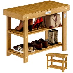 Schuhregal 2in1 Akazienholz FSC®-zertifiziert 70x33x46cm