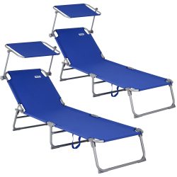 Gartenliege Hawaii 2er-Set Blau Alu 190x60x30cm
