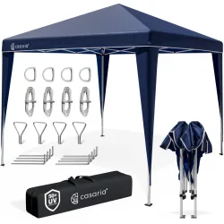 Faltpavillon 3x3m Pop-Up Dunkelblau Schnellaufbau UV-Schutz 50+ wasserdicht stabil