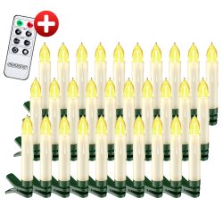 Kabellose Weihnachtsbaumkerzen LED 30er-Set Warmweiß mit Timer & Fernbedienung