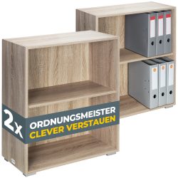 Bücherregal Vela 2er-Set Eiche 2 Fächer