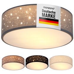 Deckenlampe Grau Stoff Ø38cm Sternenhimmel