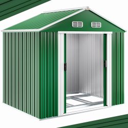 Geräteschuppen Grün 260x205x180cm 5m² verzinkter Bodenkranz Schiebetür