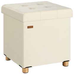 Sitzhocker Beige Samt 42x38x38cm faltbar