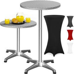Stehtisch Silber 115x60cm + Stehtischhusse Schwarz Ø60cm