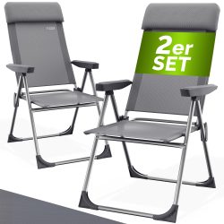 Gartenstuhl 2er-Set Grau Alu klappbar