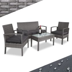 Polyrattan Garten-Sitzgruppe 4-tlg Grau/Anthrazit