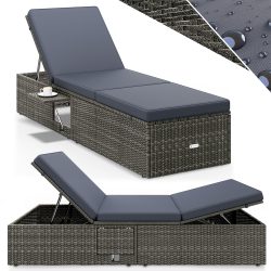Polyrattan Gartenliege Grau/Anthrazit 200x58x33cm