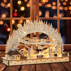 Weihnachts LED Schwibbogen Winterdorf