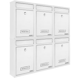 Briefkasten 6er-Set Weiß mit je 2 Schlüsseln