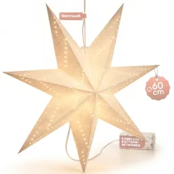 Papierstern LED Creme Ø60cm 7 Arme