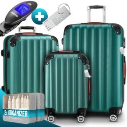 Hartschalenkoffer Set 3-tlg mit Zubehör Rollen 360º Grün ABS