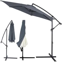 Ampelschirm Ø300cm Anthrazit Alu UV 30+ mit Abdeckung & Kurbel