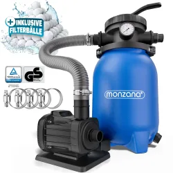 Sandfilteranlage MZPF180 5000L/h bis 15000L Pool mit Filterbällen 7 Wege Ventil