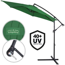 Ampelschirm Ø300cm Alu UV 50+ Kurbel & Fußkreuz Grün