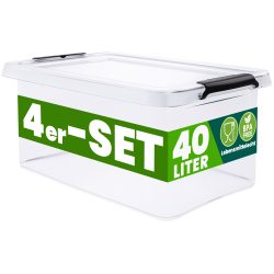 Aufbewahrungsbox 4er-Set 58x39x26cm 40L transparent stapelbar BPA-frei