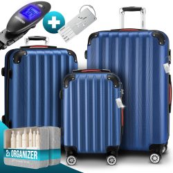 Hartschalenkoffer Set 3-tlg mit Zubehör Rollen 360º Blau ABS