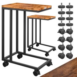 Beistelltisch Schwarz 2er-Set unterfahrbar 50x35x65/70cm mobil Rollen mit Bremse