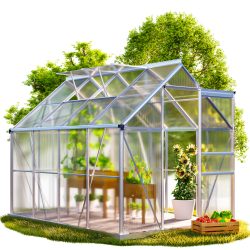 Alu Gewächshaus 250x190x195cm 2 Dachfenster