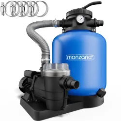 Sandfilteranlage Pool 13200 L/h mit Vorfilter 7-Wege Ventil XXL Tank