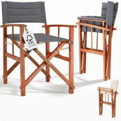 Regiestuhl Premium Anthrazit FSC®-zertifiziertes Eukalyptusholz Gepolstert