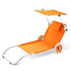Gartenliege Kreta Orange Alu mit Rollen