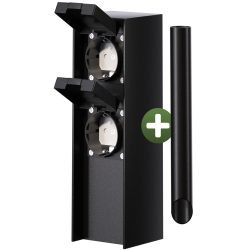 Gartensteckdose Schwarz 2er-Stecker 23x7x7cm