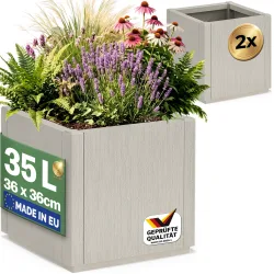 Blumentopf Ethica 2er-Set Kreideweiß Kunststoff 36x36x35cm