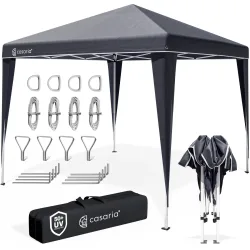 Faltpavillon 3x3m Pop-Up Anthrazit Schnellaufbau UV-Schutz 50+ wasserdicht stabil
