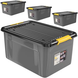 Aufbewahrungsbox 4er-Set Grau/Anthrazit 58x39x25cm stapelbar