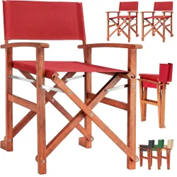 Casaria®, Regiestuhl Rot 2er-Set Eukalyptusholz FSC®-zertifiziert Klappbar