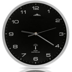 Funkwanduhr Schwarz/Silber Ø31cm
